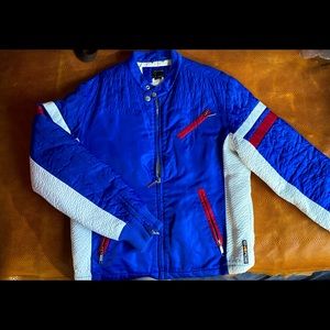 Blue bomber biker jacket
